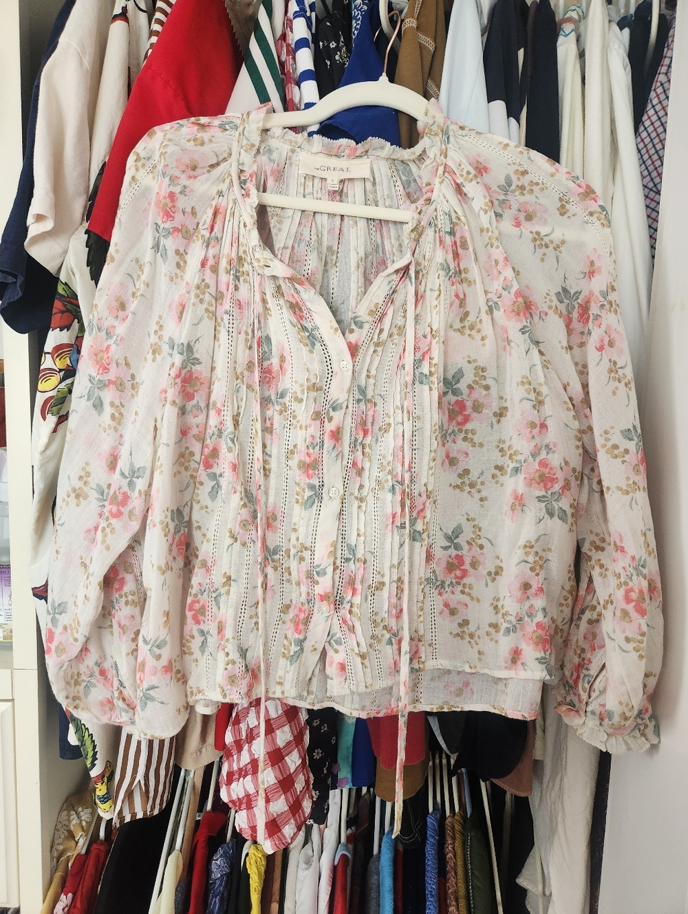THE GREAT. Cotton Floral Blouse